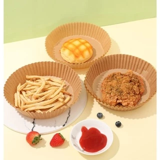 กระดาษรองหม้อทอดไร้น้ำมัน ทรงกลม สีน้ำตาลธรรมชาติ (Wood) แบบใช้แล้วทิ้ง สําหรับหม้อทอดไร้น้ำมัน