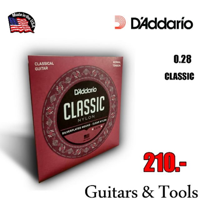 🎸สายกีตาร์คลาสลิค🔥ราคาถูก คุณภาพดี ของแท้🔥 D'addario แถมฟรี!สติ๊กเกอร์และปิ๊ค🎉บริการเก็บปลายทาง