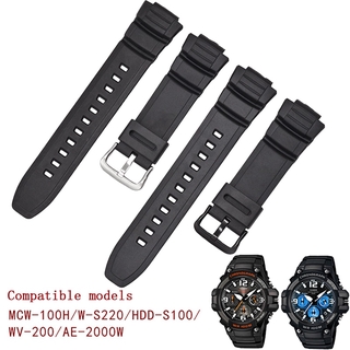 สายนาฬิกาข้อมือ ซิลิโคน เรซิน 16 มม. อุปกรณ์เสริม สําหรับ Casio MCW-100H 110H W-S220 HDD-S100 WV-200 AE-2000 2100