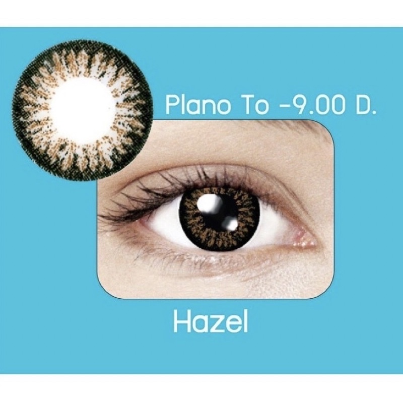 กล่องฟ้า Hazel Dia 14.0 สีฮาเซล คอนแทคเลนส์ Maxim Contact lens คอนแทคเลนส์สี รายเดือน ตาโต สายตาสั้น