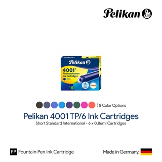 Pelikan 4001 TP/6 Ink Cartridges - หมึกหลอดพีลิแกน ขนาดมาตรฐานสั้น
