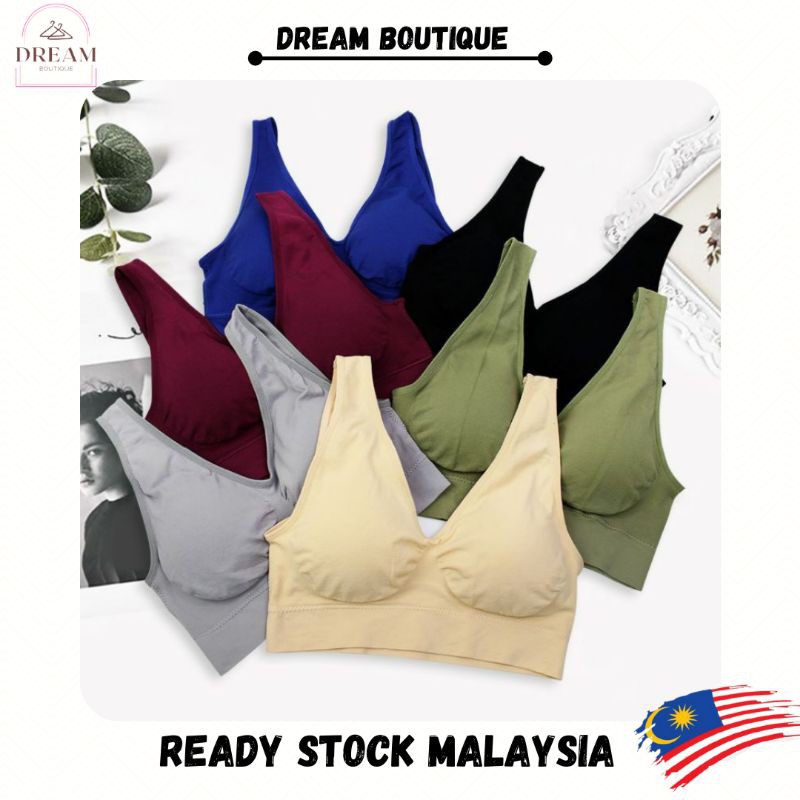 DREAM ผู้หญิง Genie Bra กีฬา Bra แผ่นถอดได้ Sleep Bra สําหรับสาวโยคะ Bralette Coli Sukan Wanita