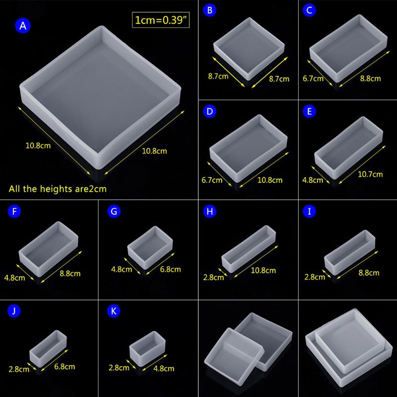 Silicone Mold DIY Square Rectangle Exopy Resin Mirror  Jewelry Decoration