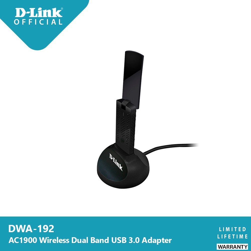 D-Link DWA-192-B1 AC1900 Wi-Fi USB 3.0 Adapter ตัวรับสัญญาณ Wi-Fi 5 แบบ Dual-Band มาพร้อมขาตั้ง [รับ