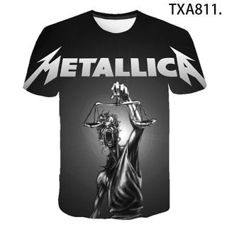 เสื้อยืดลําลอง พิมพ์ลาย Metallica 3D แฟชั่นฤดูร้อน สําหรับผู้ชาย และผู้หญิง 2022