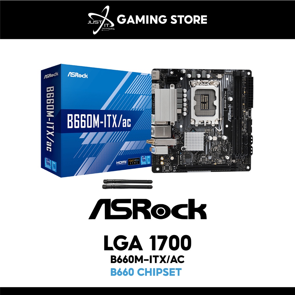 Asrock B660M-ITX/AC LGA1700 เมนบอร์ด 12100F / 12100 / 13100F / 13100 / 12400F / 12400 / 13400F / 134