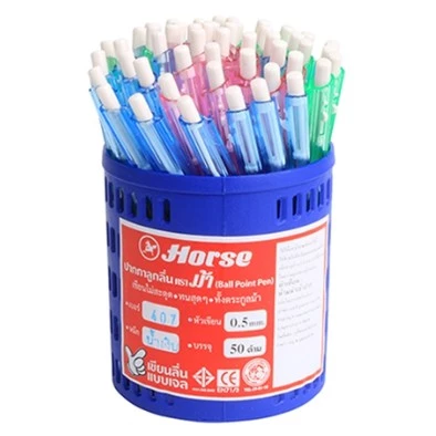 ปากกาลูกลื่น ตราม้า Horse H-407 บรรจุ 50 ด้าม