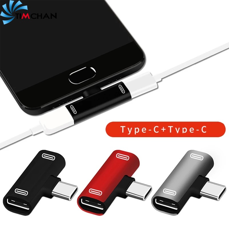 2-in-1 Type-C Double Female อะแดปเตอร์แปลงสายเคเบิ้ลเสียง / ชาร์จเร็วรองรับเสียงโทร