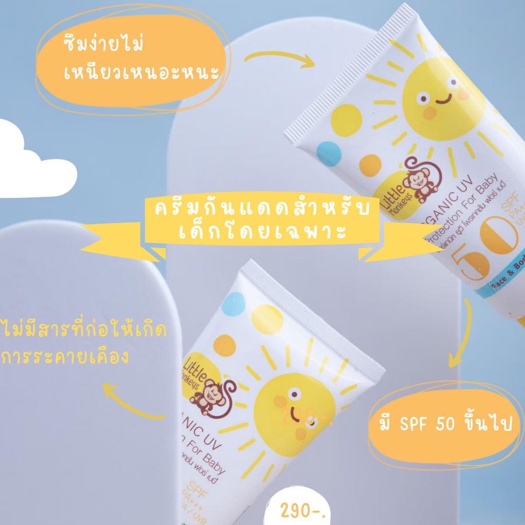 🛵ส่งด่วนทันทีตัดรอบ5โมงเย็น🛵ลอตผลิตใหม่ล่าสุด  กันแดดเด็ก ลิงน้อย ครีมกันแดดสำหรับเด็ก 6 เดือนขึ้นไป รูปที่ 7