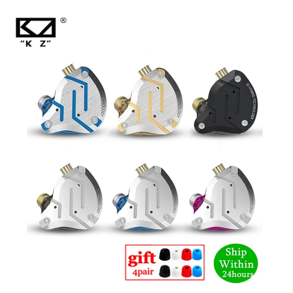 KZ ZS10 PRO 1DD+4BA HIFI Metal Headset Hybrid In Ear Earphone Sport Noise Cancelling Headset AS10 ZSN PRO CA16 ZSX C12 V90 VX T4