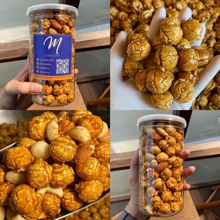 Caramel Popcorn Mixed Nuts คาราเมลป๊อปคอร์น •แมคคาเดเมีย •อัลมอนด์ •เม็ดมะม่วงหิมพานต์ (800ml) 180กรัม