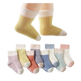 ราคาD230 ถุงเท้าเด็ก ถุงเท้ายาวเด็ก รุ่น 2โทน และสีพื้น ขนาด S/M/L (มีกันลื่น)