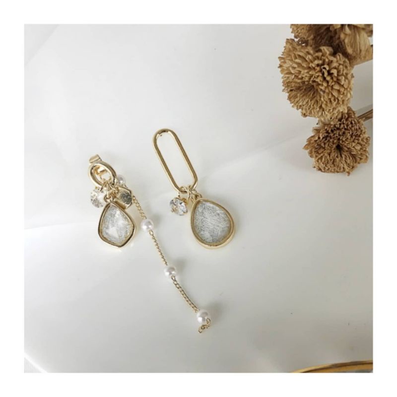 S925 Silver Earing ไม่สมมาตร Diamond