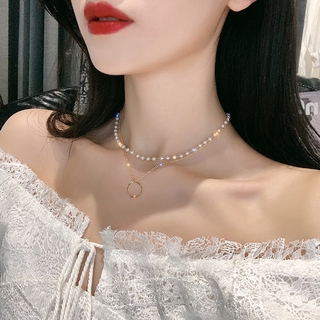 N16 (ส่งจากไทย) choker สร้อย2ชั้นจี้ห่วงทอง