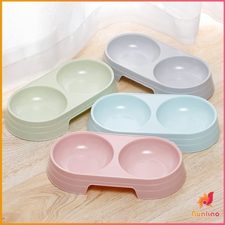 BUAKAO ชามข้าวแมว ชามข้าวหมา  แบบ 2 หลุม 2 Size ชามใส่น้ำ และอาหาร Pet bowl