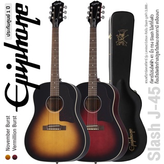 Epiphone® Slash J-45 กีตาร์โปร่งไฟฟ้า 41 นิ้ว ทรง Slash ไม้แท้ทั้งตัว (ท็อปโซลิดซิทก้าสปรูซ/โซลิดมะฮอกกานี) เคลือบเงา + แถมฟรีฮาร์ดเคส ** ประกัน 1 ปี **