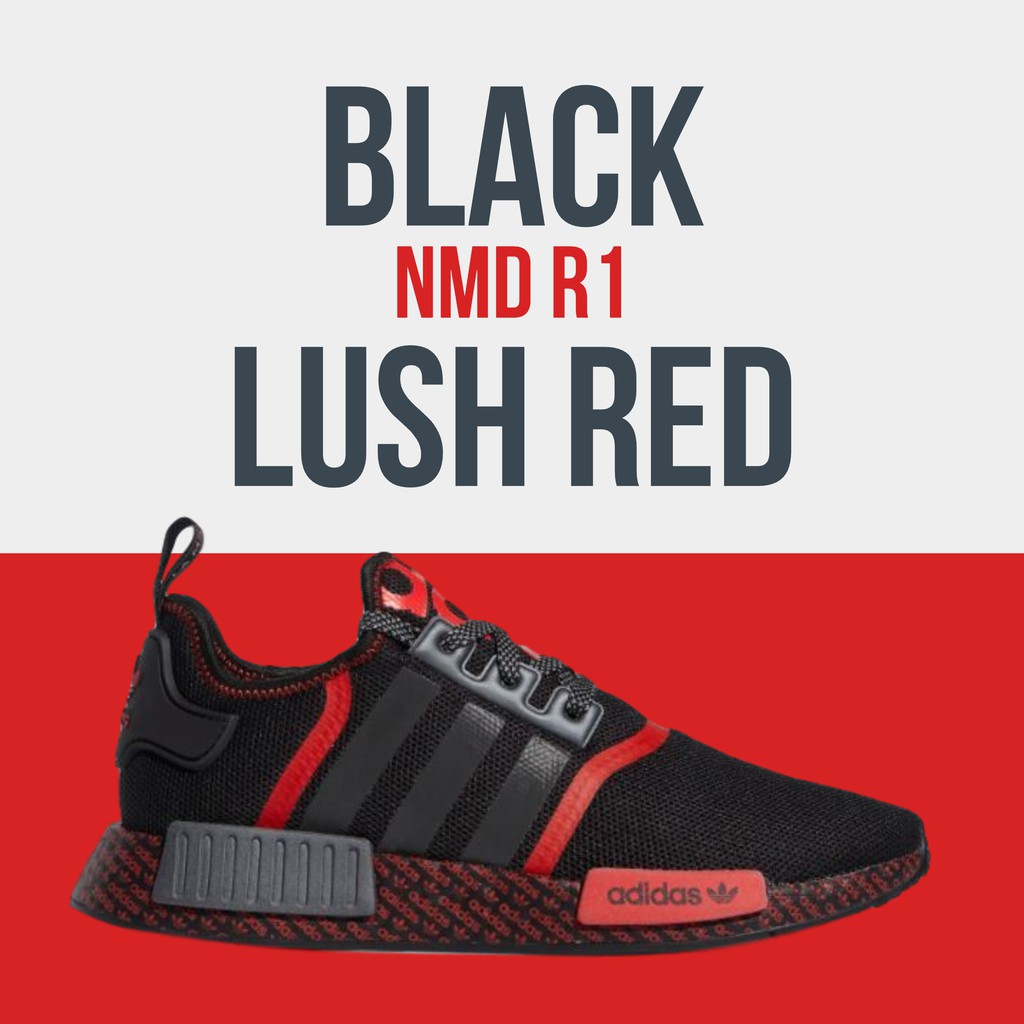 adidas nmd r1 black lush red