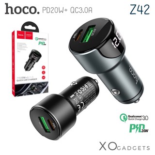hoco Z42 หัวชาร์จรถ PD20W+QC 3.0A หัวชาร์จในรถยนต์ มีจอ LED ชาร์ทรถ รับประกัน1ปี