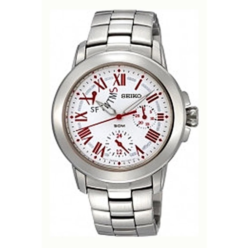 SEIKO Criteria นาฬิกาข้อมือผู้หญิง สายแสตนเลส รุ่น SPA795P1 - สีเงิน/สีแดง