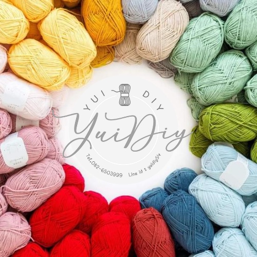 คอตตอนนม 5Ply  YuiDiy โทนชมพู/แดง/ส้ม ไหมพรมคอตตอนนม 5ply ไหมพรม Cotton