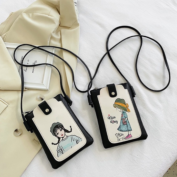 👜พร้อมส่ง J073 กระเป๋าสะพายข้าง กระเป๋าใส่โทรศัพท์ใส่เหรียญใส่บัตรต่างๆ แฟชั่น หนังPU สไตส์เกาหลี