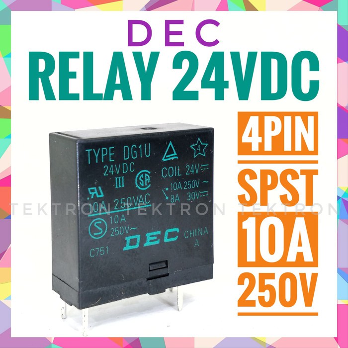 DEC รีเลย์ 24V 4pin SPST 10A 250V คุณภาพสูง 24VDC