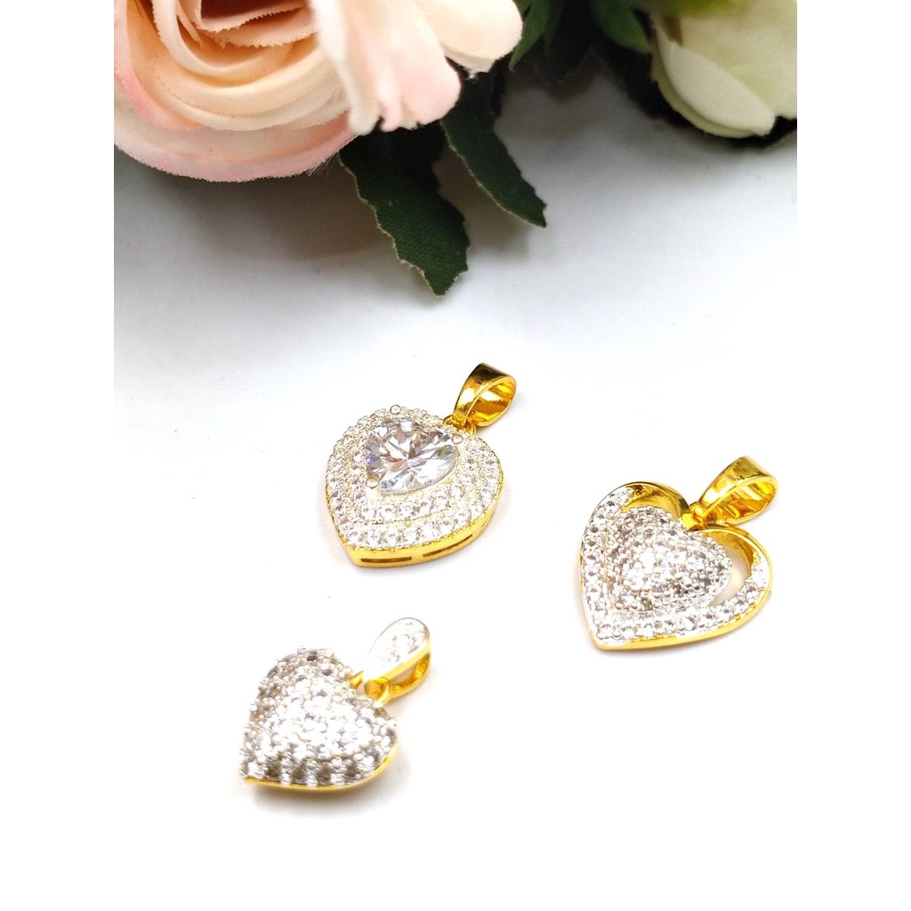 jewelryshop365 K518 จี้เพรชแฟชั้น จี้ใส่สร้อย จี้สวยๆ งานฝังเพชร ใส่ติดตัว