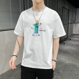 เสื้อยืดแขนสั้น พิมพ์ลายตัวอักษร ทรงหลวม แบบเรียบง่าย แฟชั่นฤดูร้อน สําหรับผู้ชาย