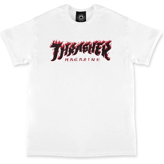 เสื้อยืดอินเทรนด์ผู้ชายอินเทรนด์ผู้หญิงเสื้อยืด พิมพ์ลายโลโก้ Skate Thrasher สําหรับผู้ชายS-3XL