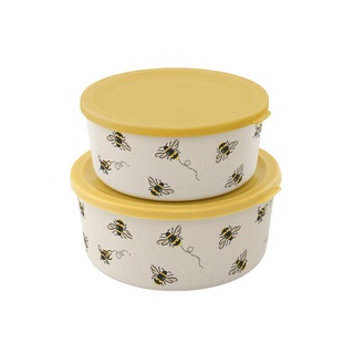 Cath Kidston S2 Round Lunch Boxes Bee Warm Cream