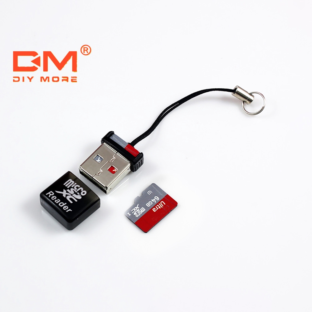 DIYMORE อะแดปเตอร์เครื่องอ่านการ์ดหน่วยความจำมินิ TF ความเร็วสูง USB2.0 Micro SD XC แบบพกพา