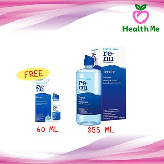 Renu Fresh BAUSCH&amp;LOMB 355 ML ทำความสะอาดคอนแทค รีนิว เฟรช แถมขวด 60ML