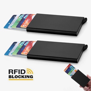 กระเป๋าใส่บัตรเครดิต RFID อลูมิเนียม / กล่องบัตรธนาคารป๊อปอัพอัตโนมัติ / กระเป๋าสตางค์ แบบปลดเร็วอัจฉริยะ สําหรับผู้หญิง