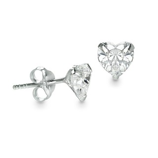 MIzuchol- ต่างหูเงินแท้รูปหัวใจ CRYSTAL CLEAR HEART EARRINGS