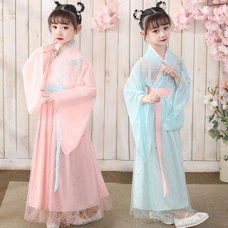 เด็กผู้หญิง Hanfu Summer Clothes เครื่องแต่งกายโบราณสำหรับเด็ก Super Fairy Dress ชุดชั้นใน Sakura Princess ชุด Tang Suit