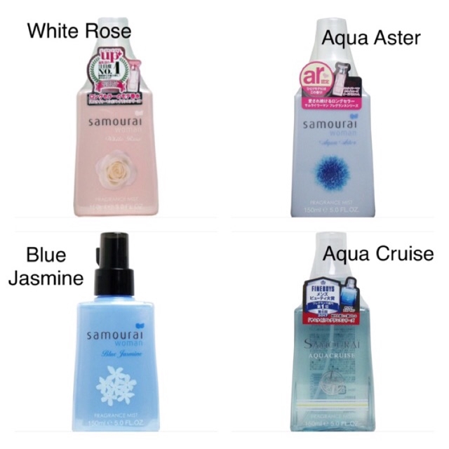 Samourai Woman Fragrance mist White rose/Blue Jasmine/Aqua Cruise/Samourai/aqua marine/blacklight/one love/dolce vanilla
