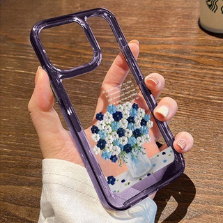 เคสโทรศัพท์มือถืออะคริลิค ลายช่อดอกไม้ สีม่วง สีฟ้า สีขาว สําหรับ Apple Iphone 14promax 13 12 11 xs