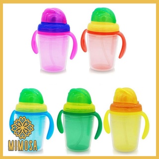 MIMOSA แก้วหัดดื่มหลอดเด้ง รุ่น Insulated แก้วหัดดื่ม 2 ชั้น ไม่ดูดไม่ไหลกันสำลัก มีฝาปิด พร้อมที่จับ