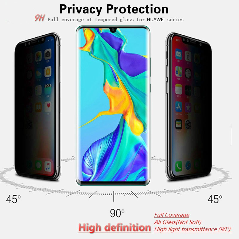 Huawei Y9s Y8s Y6s Y7P Y6P Y9 Prime 2019 Y7 Y6 Prime Pro 2019 ตัวปกป้องหน้าจอความเป็นส่วนตัวของกระจกนิรภัยแบบเต็มปก