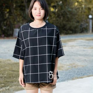 BLACK Grid Top (Oversize)