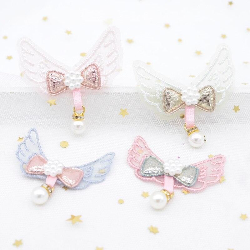 10 ชิ้น Angel-Wing ลูกไม้เย็บปักถักร้อยจี้มุกสําหรับเสื้อผ้า Patch ผ้าเย็บหัตถกรรมถุงเท้าถุงมือ Applique ตกแต่ง