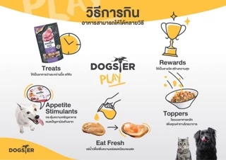 {FS} DOGSTER PLAY ขนมสุนัข Freeze Dried ชิ้นเนื้อแท้ๆ 100% ไม่ใช้วัตถุกันเสีย สี กลิ่นสังเคราะห์