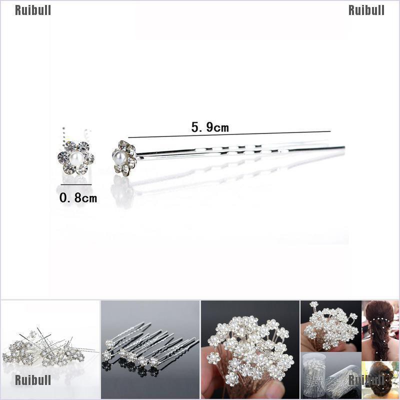 Ruibull 40 Pcs Wedding Hair Pins Crystal Pearl Flower Bridal