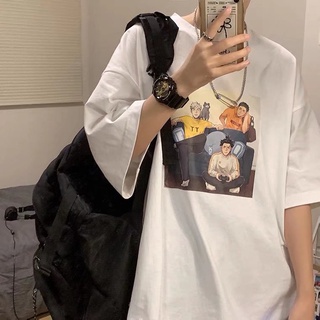 เสื้อยืดแขนสั้น พิมพ์ลายตัวอักษร ทรงหลวม ขนาดใหญ่ แฟชั่นฤดูร้อน สไตล์เกาหลี สําหรับผู้ชาย และผู้หญิง