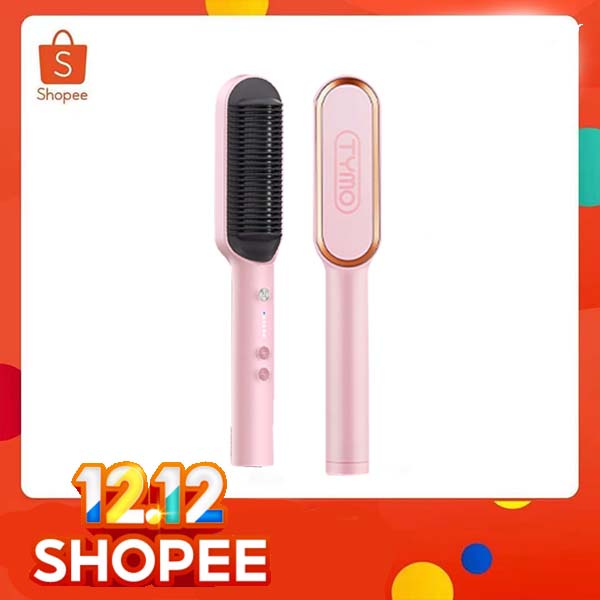TYMO HAIR STRAIGHTENING COMB สีมพู เครื่องหวีผมตรง หวีผมตรงไฟฟ้า หวีไดร์ หวีแปลงผมตรงไฟฟ้าแบบมีวอลลุ