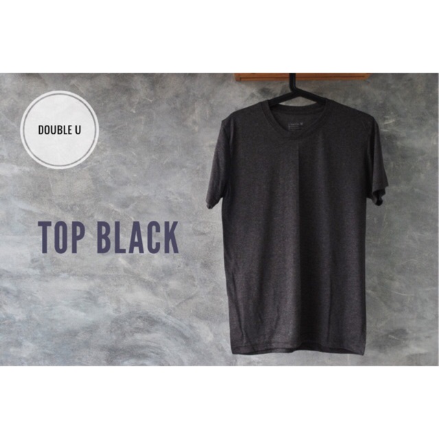(คอกลม/คอวี)เสื้อยืดสีพื้นทอปดราย สีดำ TOP BLACK ไม่มีการเย็บตะเข็บข้างตัวเสื้อ ** เสื้อยืดซักไม่ต้องรีด **