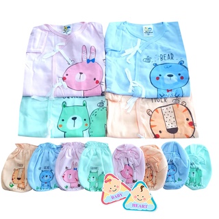 ชุดเด็กแรกเกิด แขนยาว+ขายาว 4 ชุด รุ่นผูกหน้า Cotton 100% แถมฟรี ชุด.ถุงมือถุงเท้า 4 คู่