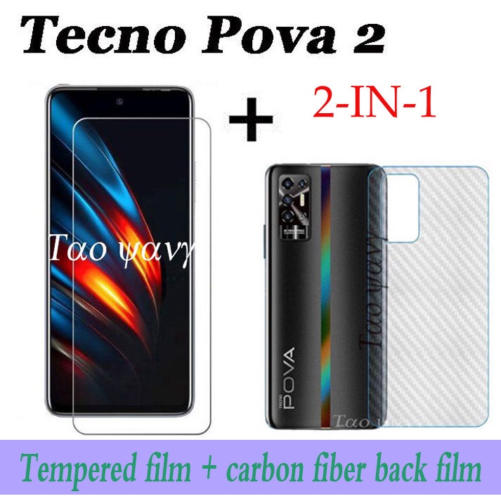 2in1 TECNO Pova 2 Pova 3 POVA 6NEO Pova 4 Pova 5 ป้องกันหน้าจอ Tecno Pova Neo ฟิล์มกระจกนิรภัยฟิล์มด