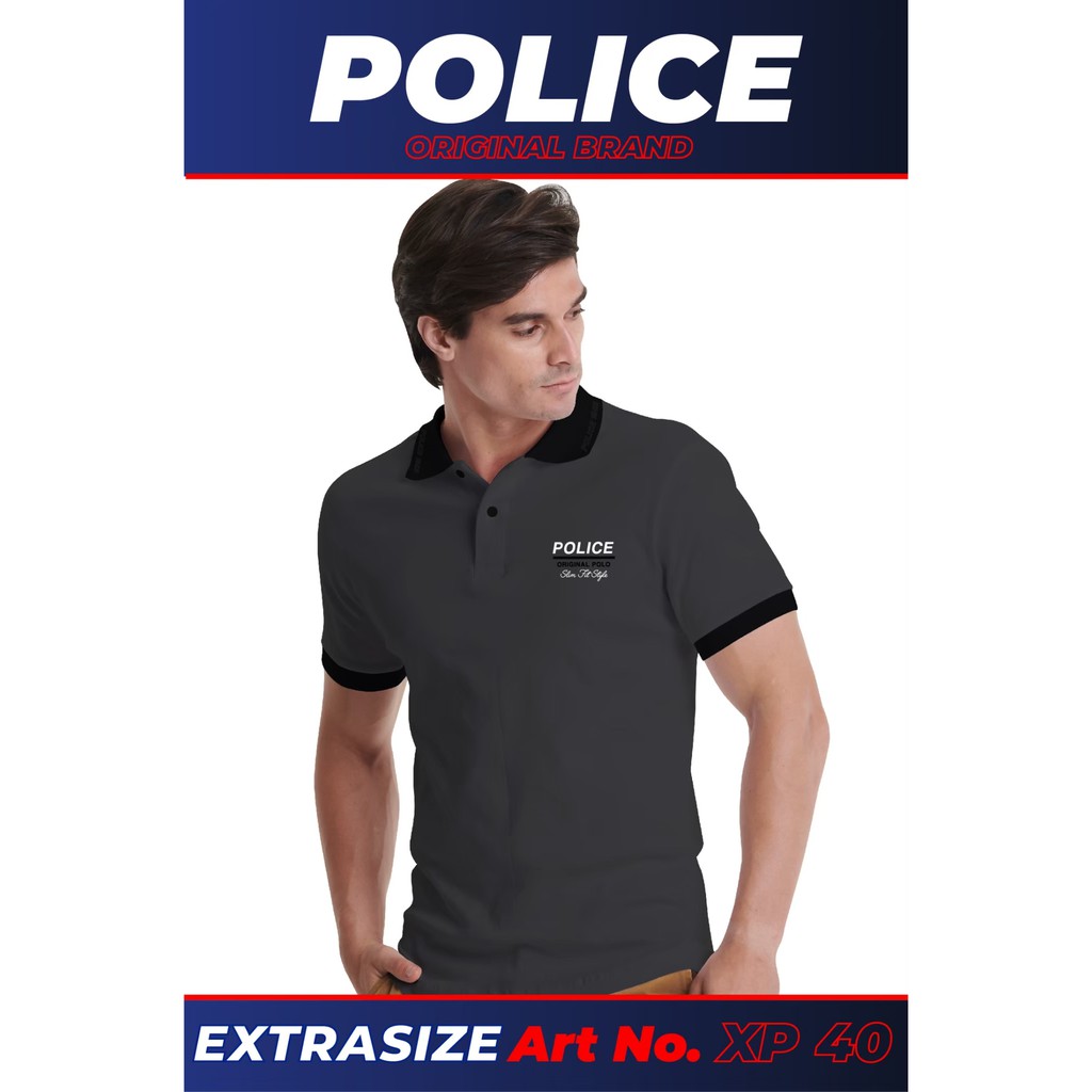 Police bodysize เสื้อโปโล ทรง Slim fit พอดีตัวใส่ได้ทั้งผู้ชาย/ผู้หญิง (FP37,BP44,XP40) — صورة 2