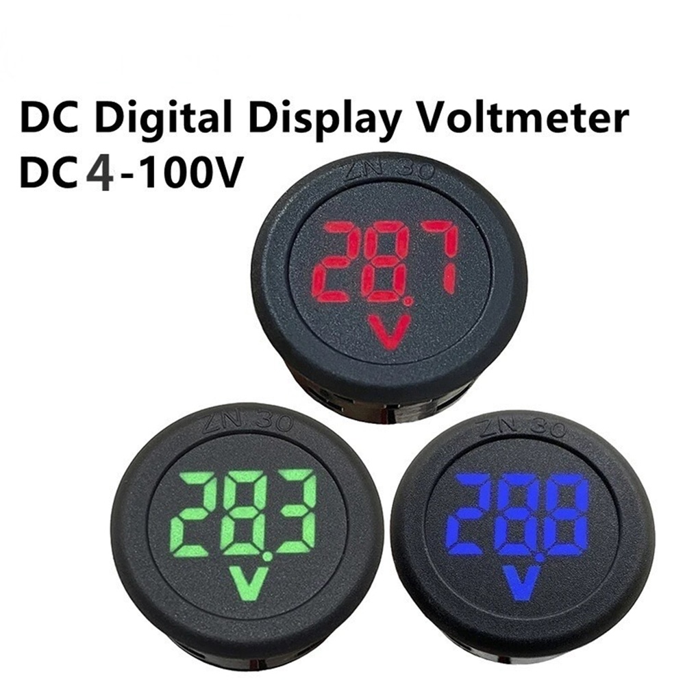 วัดโวลท์ 4-100โวลท์ 2สาย จอกลม Volt meter 4-100V 2 wire จอกลม 33.8x18 mm. สินค้าพร้อมส่ง